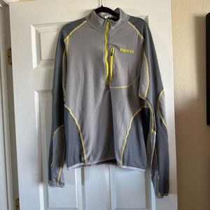 Marmot Gray and Yellow Long-Sleeve Quarter-Zip Pullover